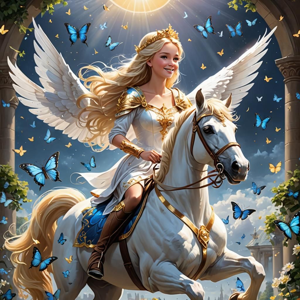 Princess Angela on her white horse