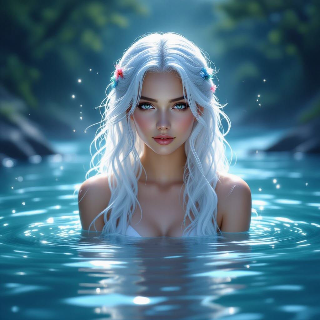 Ethereal River Nymph in a Glowing Mist