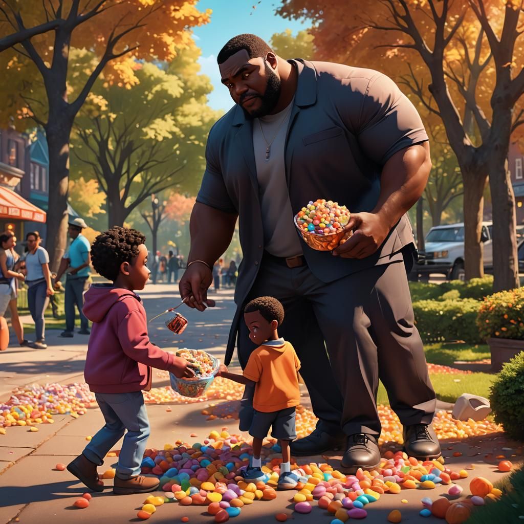 Playful Candy Stealing: Vibrant 3D Digital Art