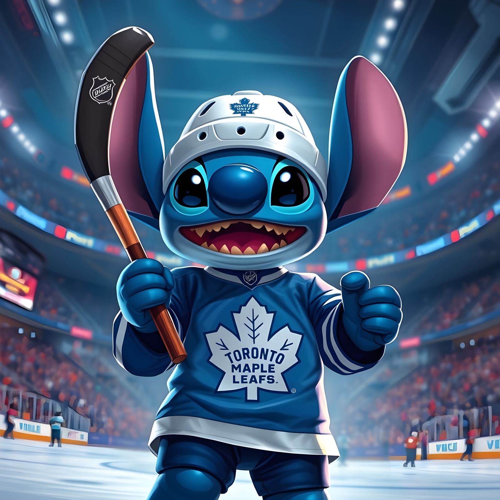 Stitch Cheers on Toronto Maple Leafs