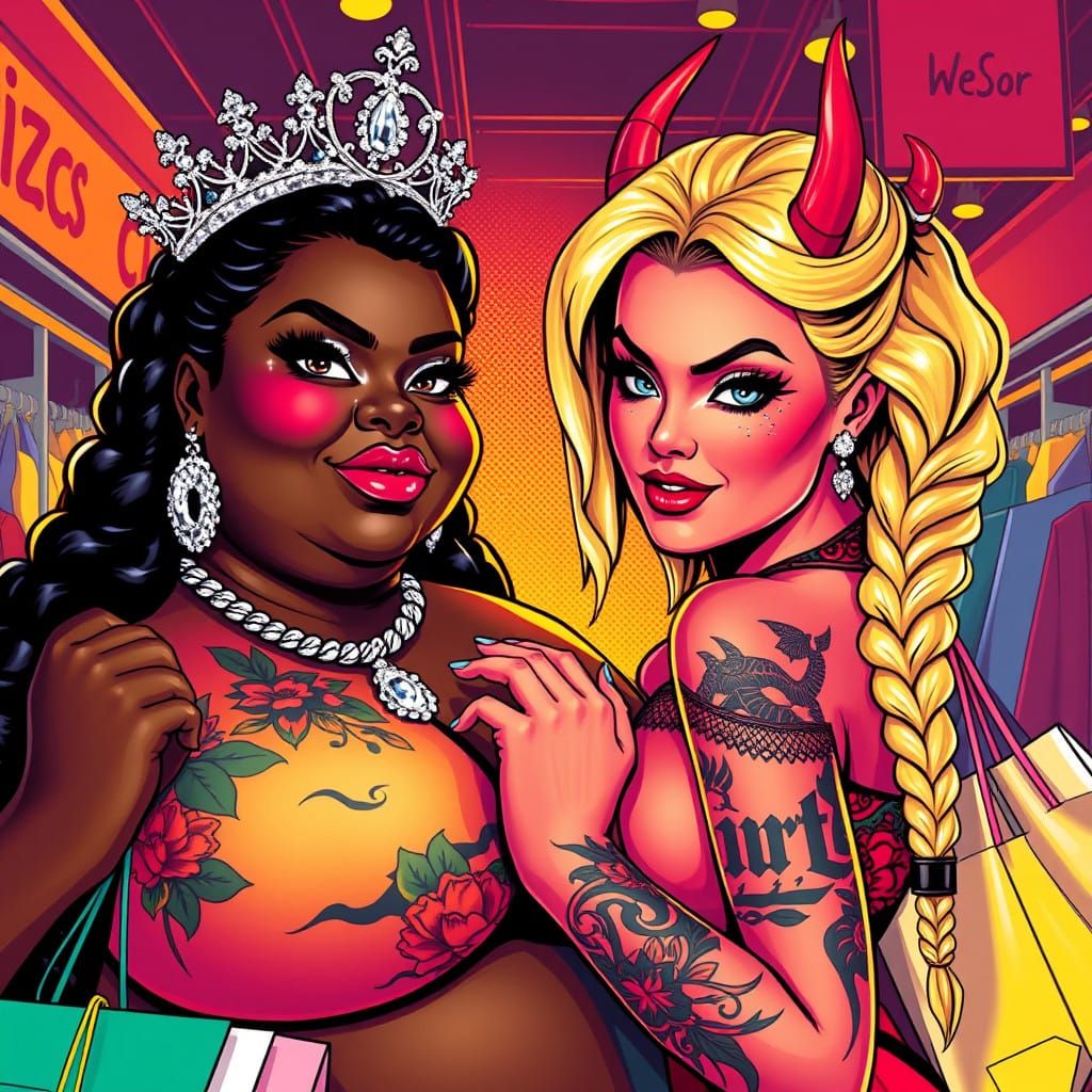 Confident Pop Art Portraits of Two Women