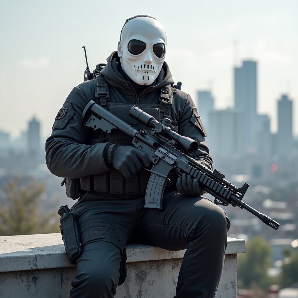 Futuristic Soldier with Sniper Rifle Concept Art