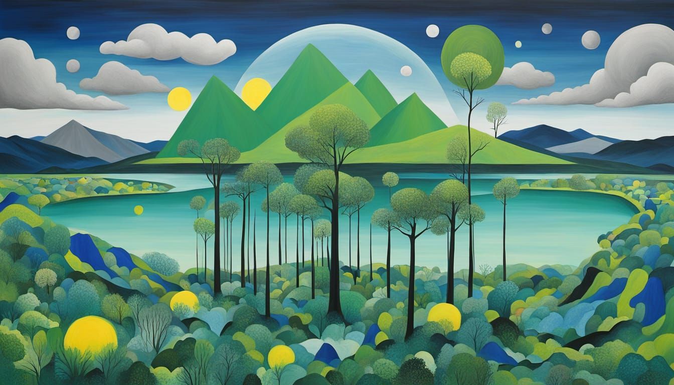 Abstract Surrealist Landscape Painting of Geebung Lily