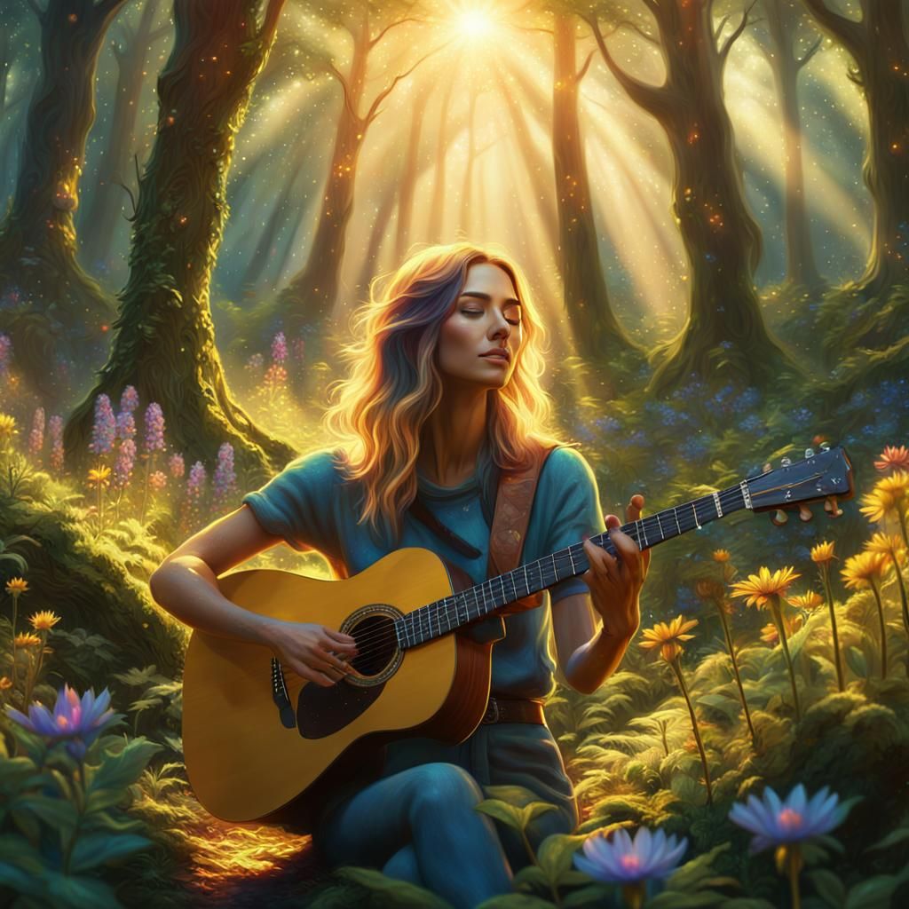 Magical Forest Serenade in Oil Painting Style