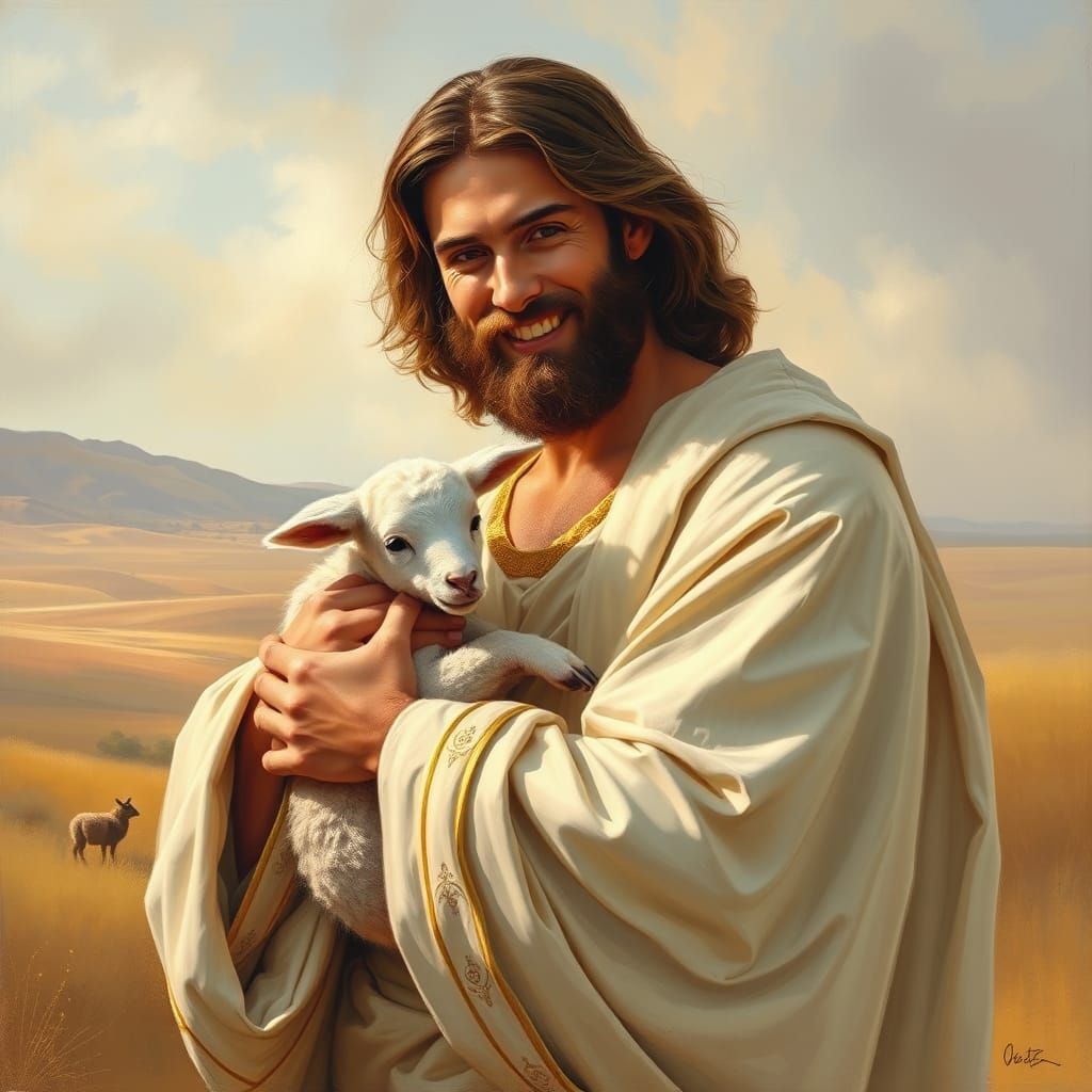 The Gentle Shepherd in a Golden Landscape