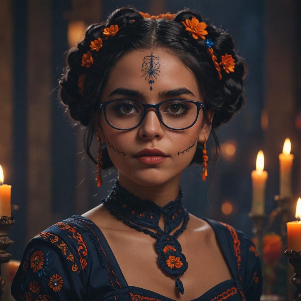 Beautiful Spanish Woman as Catrina in Fantasy Art