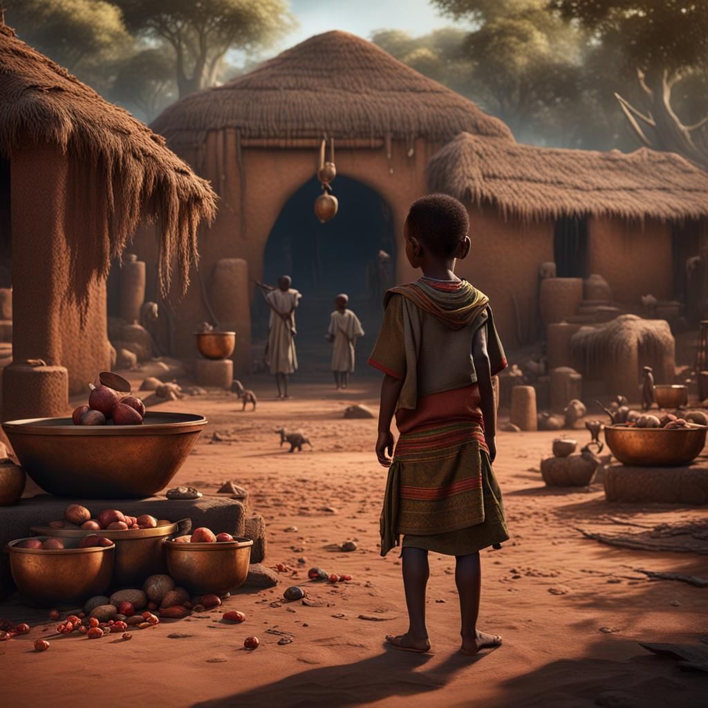 Hyper-Realistic African Child in Traditional Setting