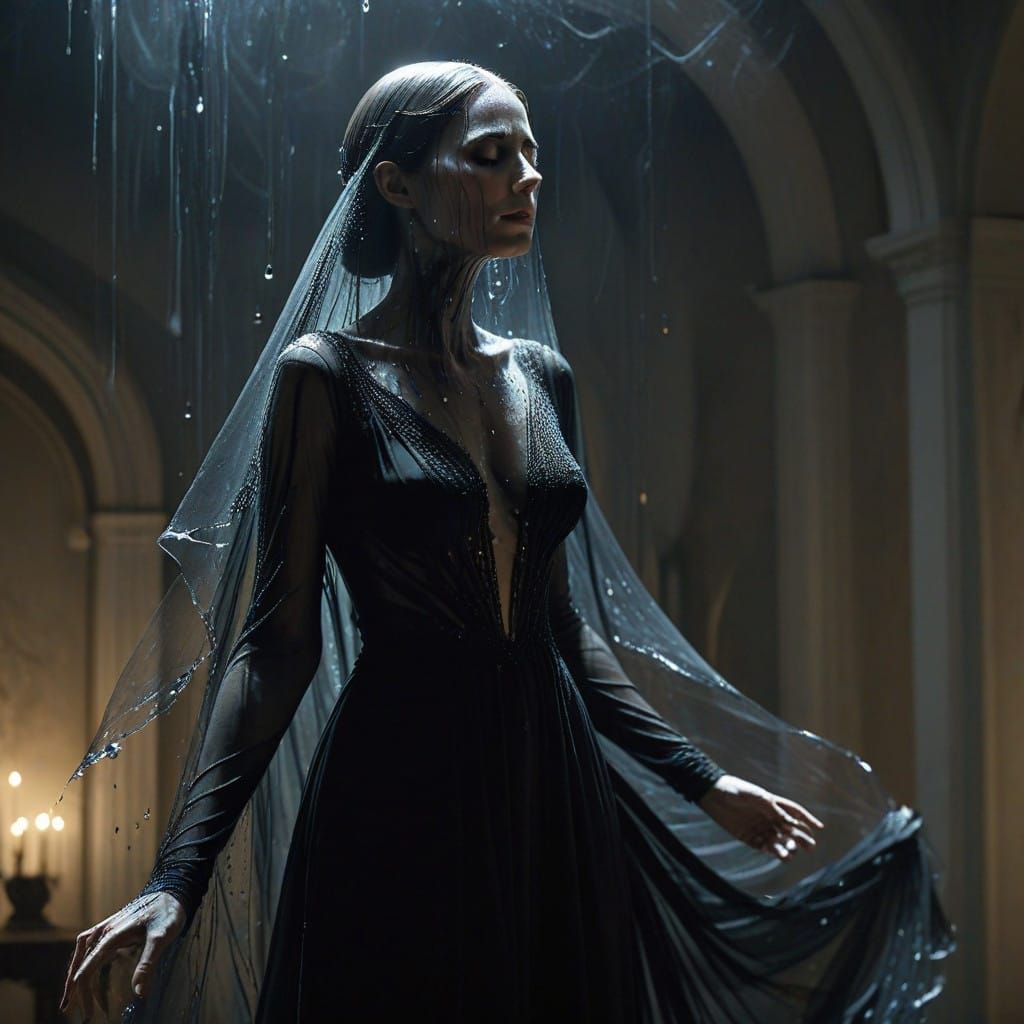 Ethereal Teardrop Encloses a Heartbroken Widow