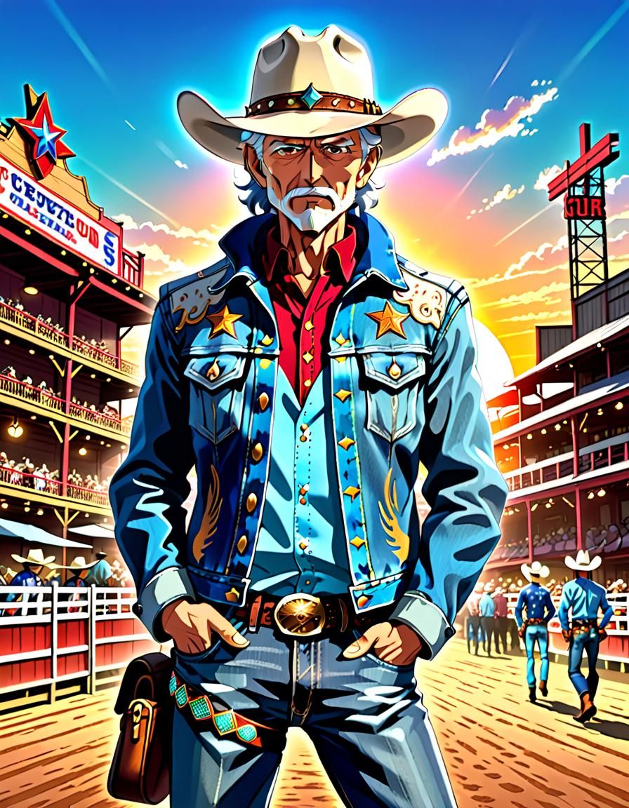 Italian Cowboy at the Rodeo in Anime Style