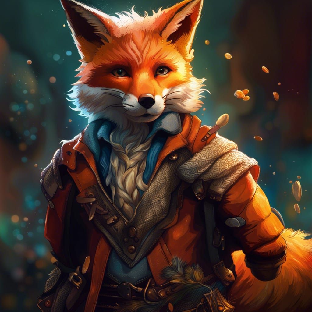 Detailed Fox-Boy Portrait in Splash Art Style