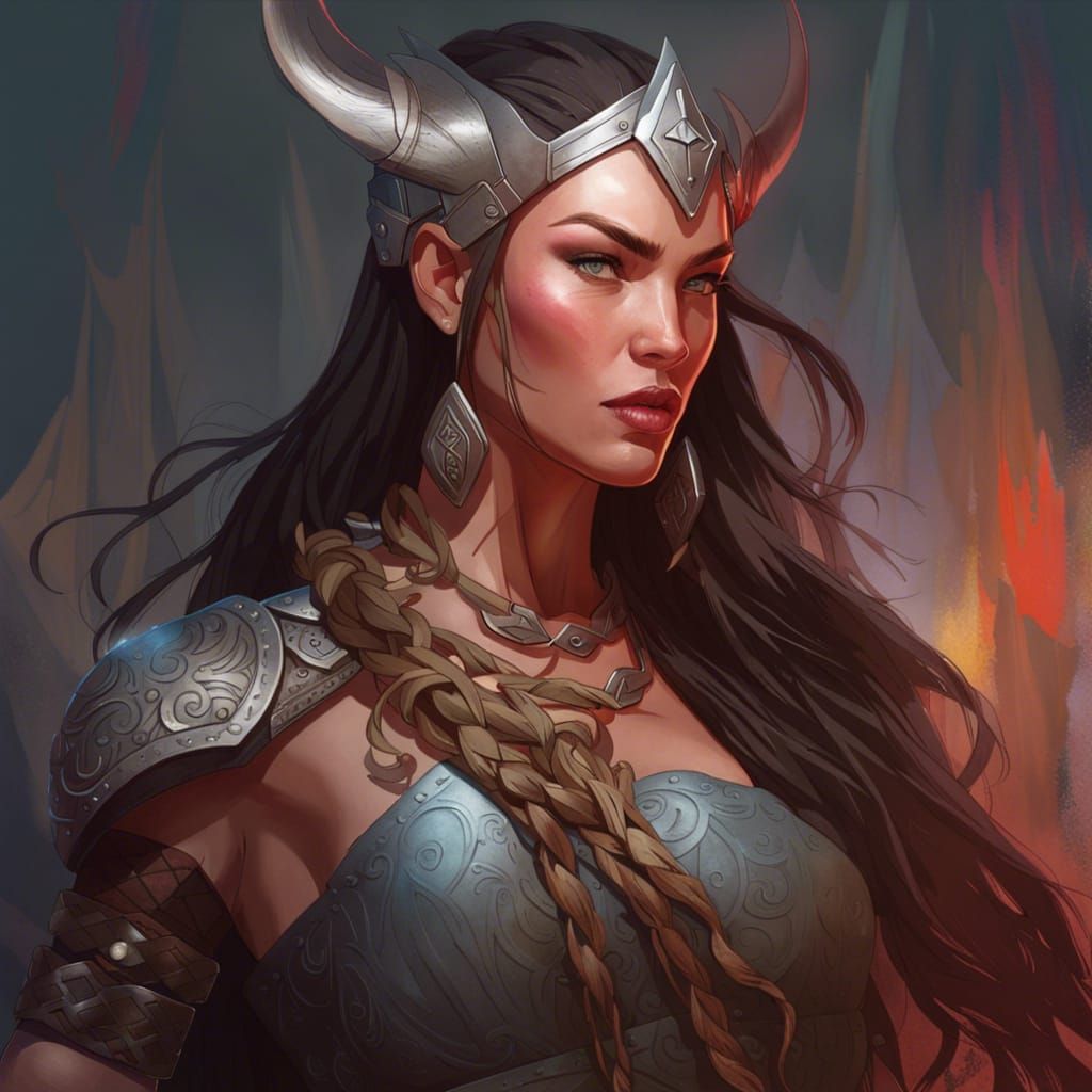 Viking Warrior Woman Portrait in Hyperdetailed Digital Art
