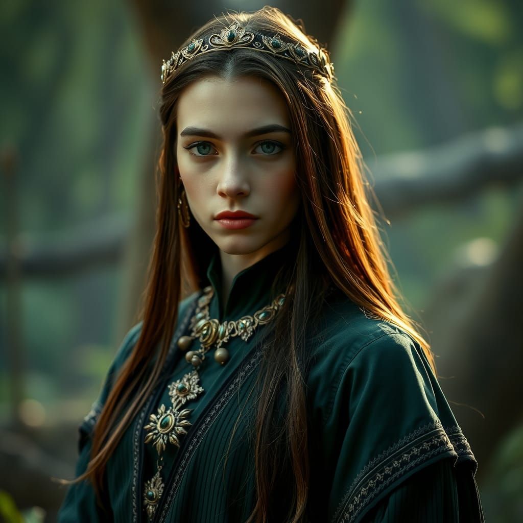Beautiful Young Queen of Nature in Cinematic Style