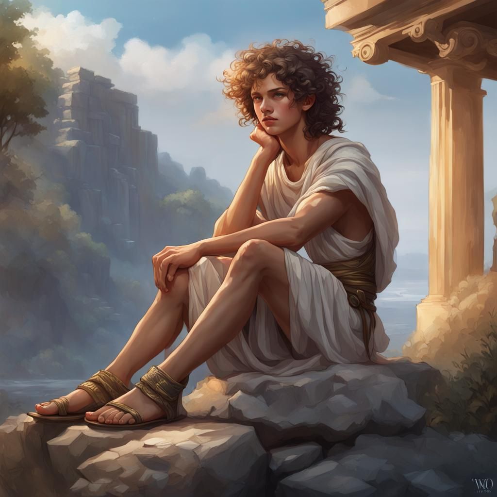 Greek Teenager Portrait in Hyperdetailed Digital Art