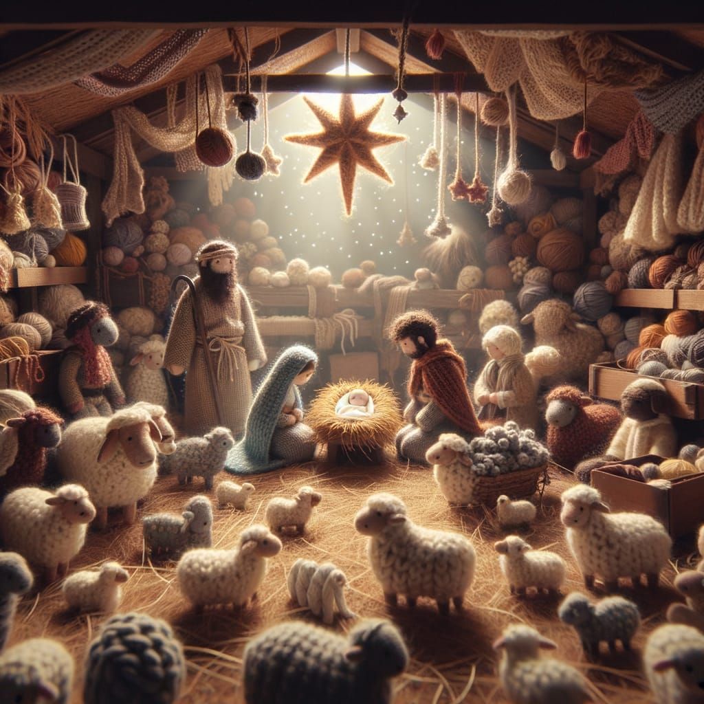Handcrafted Stop-Motion Nativity Scene in Warm Yarn