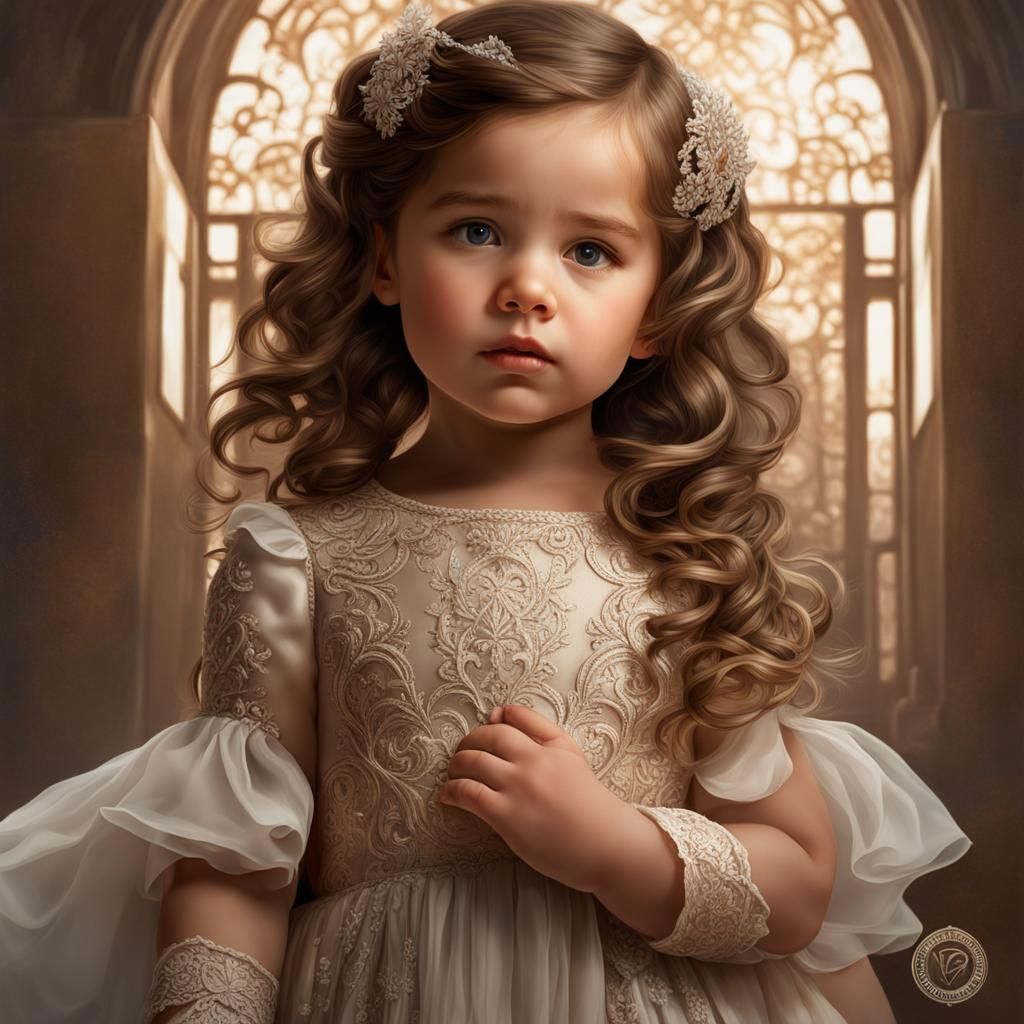 Toddler in Formal Dress: Hyperdetailed Portrait