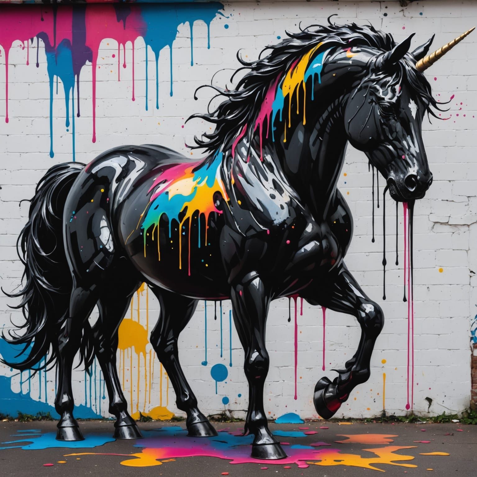 Matrix Black Unicorn Graffiti Art