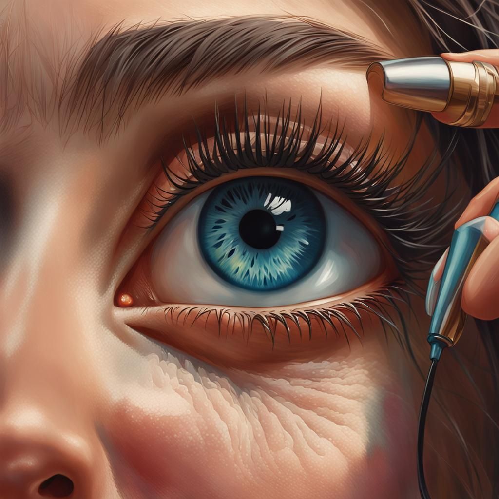 Urban Woman Working on Films in Hyperrealistic Style