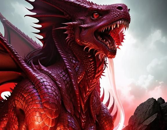 Red-Eyed Dragon in Renaissance Horror Style