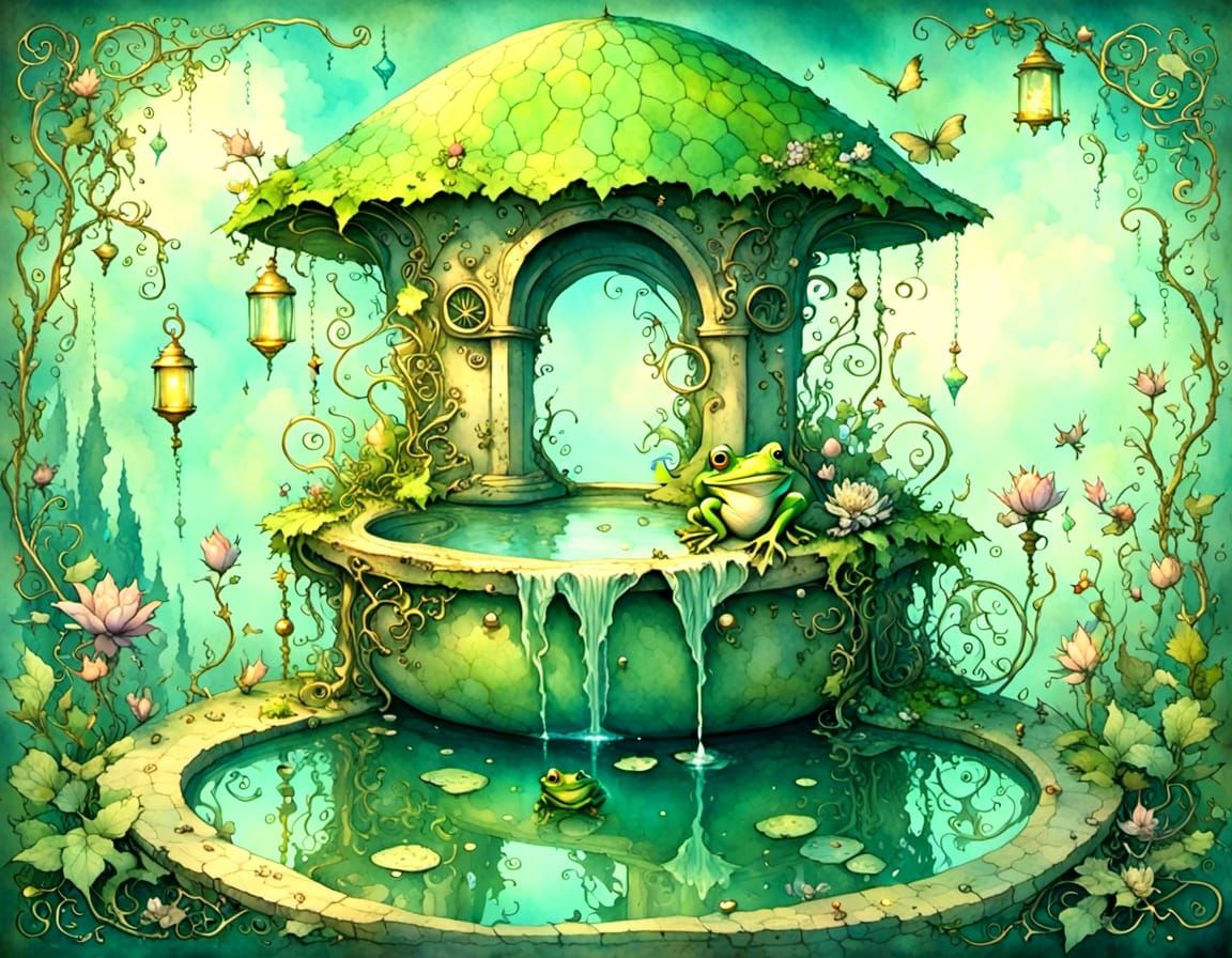 magical well with frogs