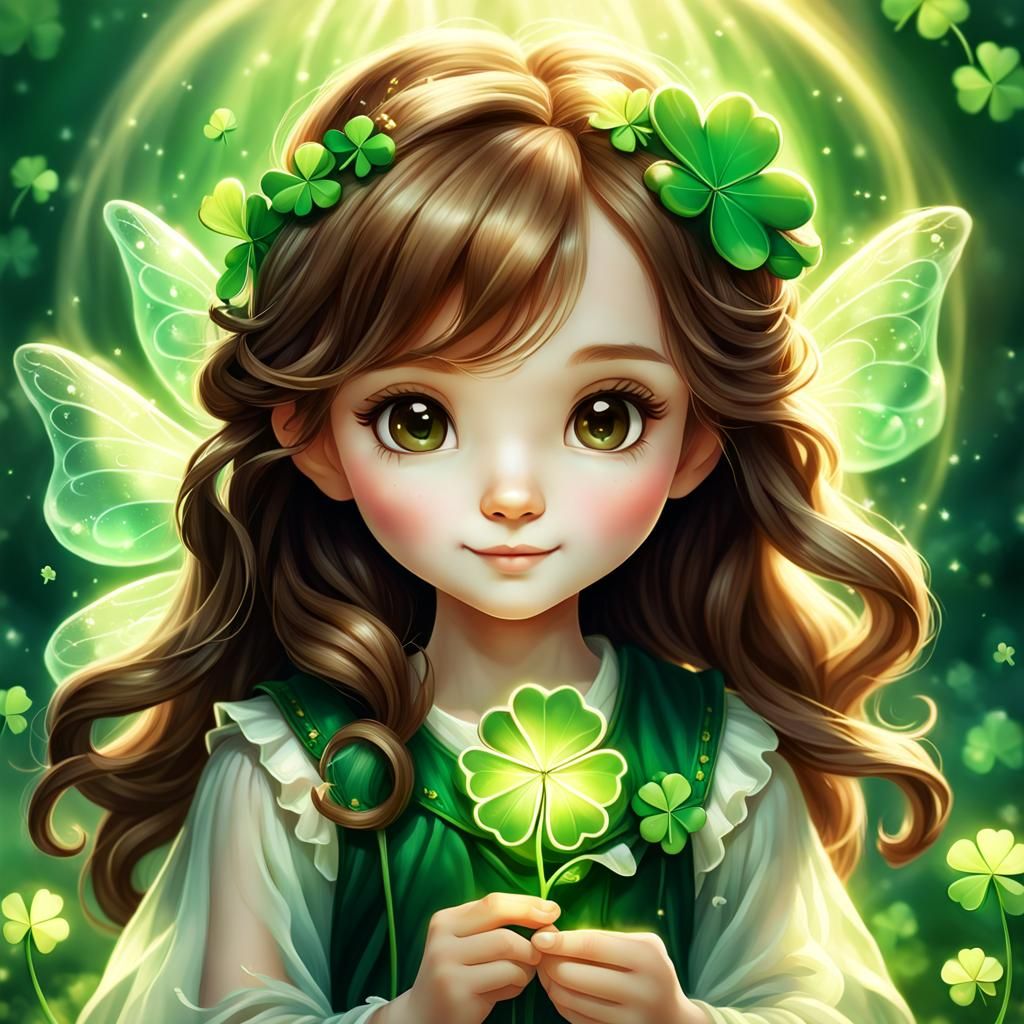 Enchanting Chibi Luck Fairy Portrait in Digital Art