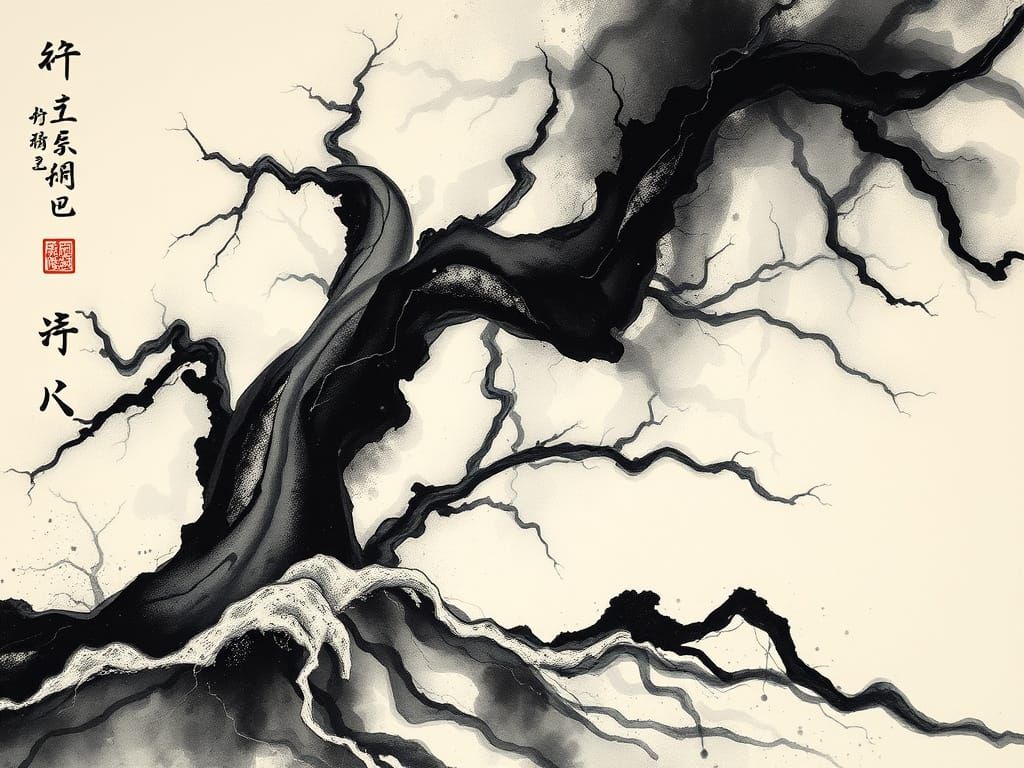 Goku in Dynamic Sumi-e Ink Painting Style