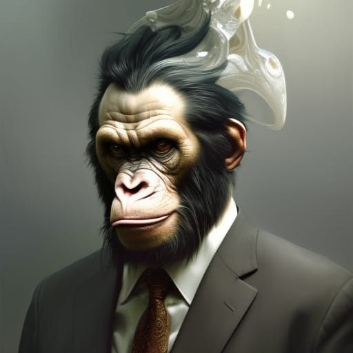 Ape in Suit: Surreal Fantasy Art Portrait