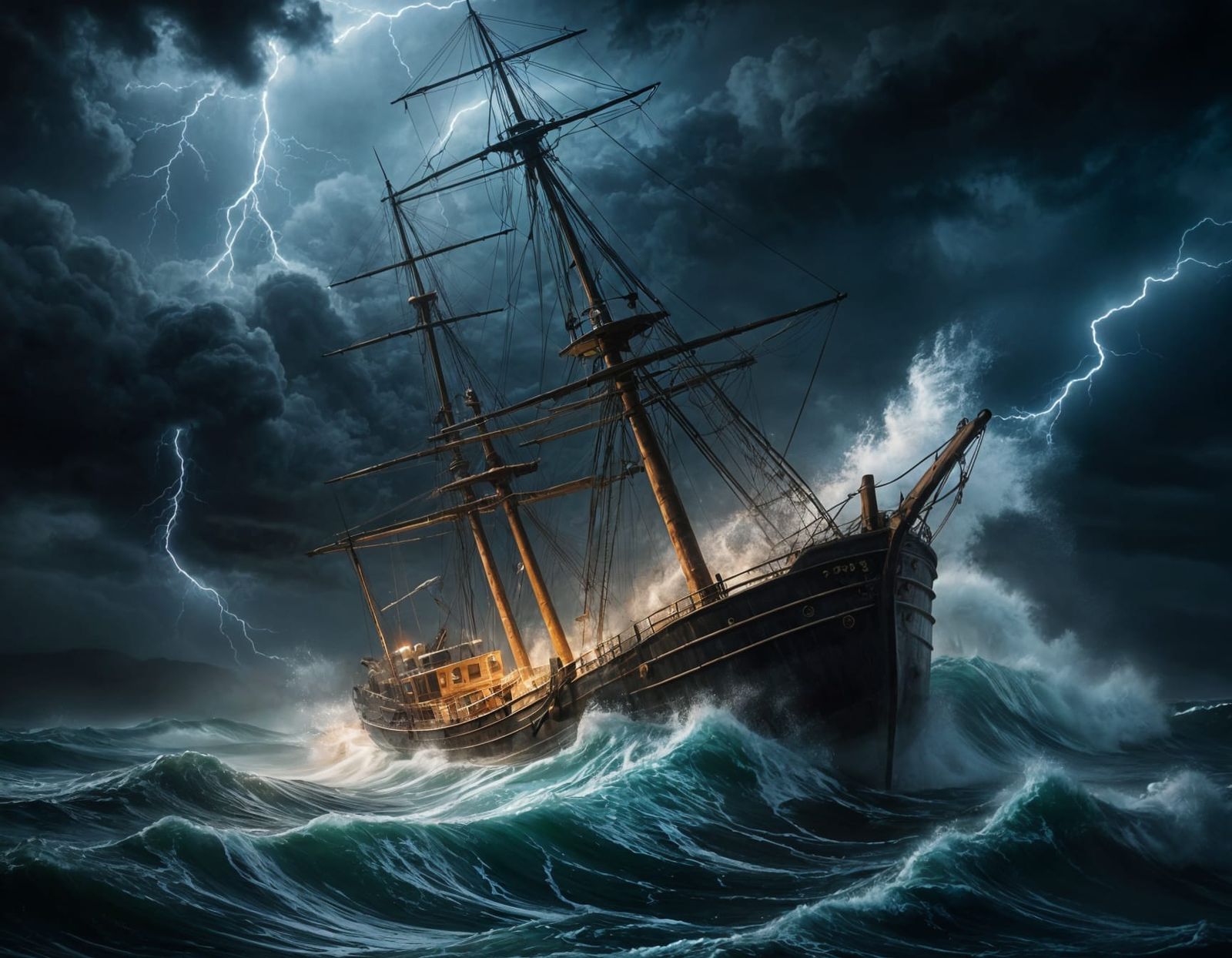 Ghost Fishing Boat in Epic Hurricane Storm