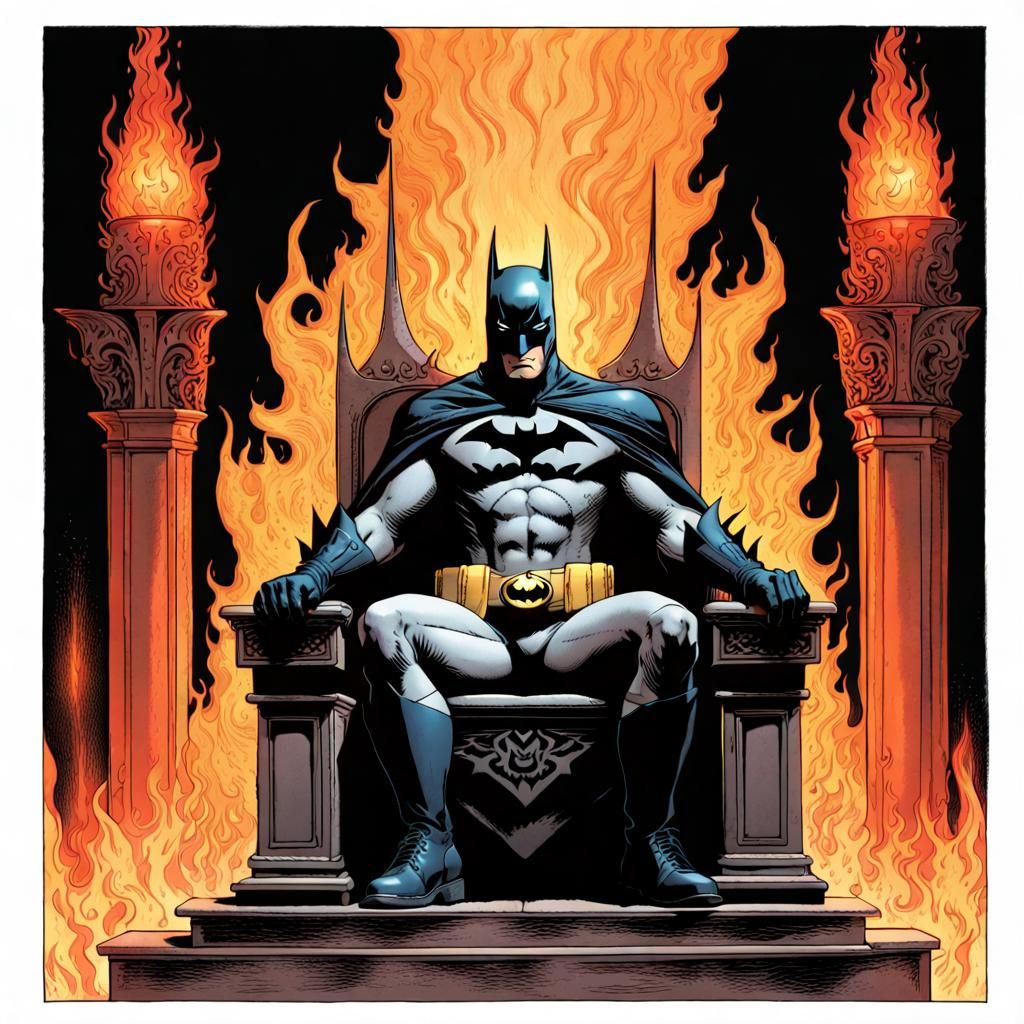 Batman on a Flaming Throne in Hell