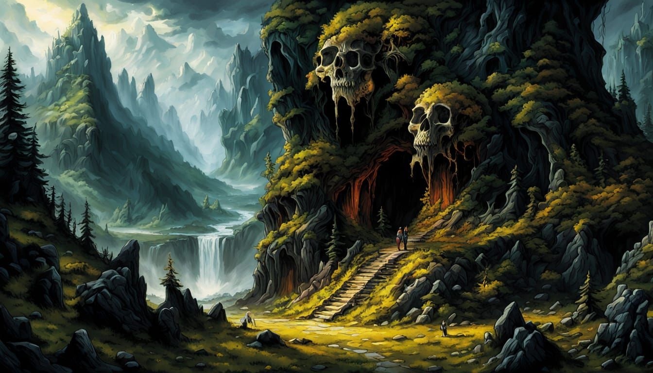 Barbarian in a Skull Mountain Grotto