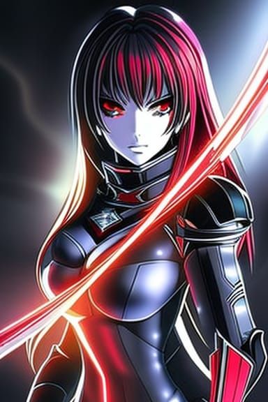 Cybernetic Anime Assassin with Neon Details
