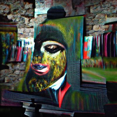 Dark Disfigured Face in Balaclava: Film Noir Style
