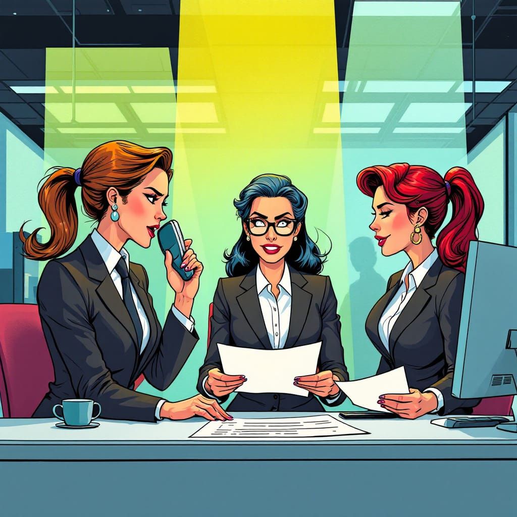 Satirical Digital Art of Women in Office Politics