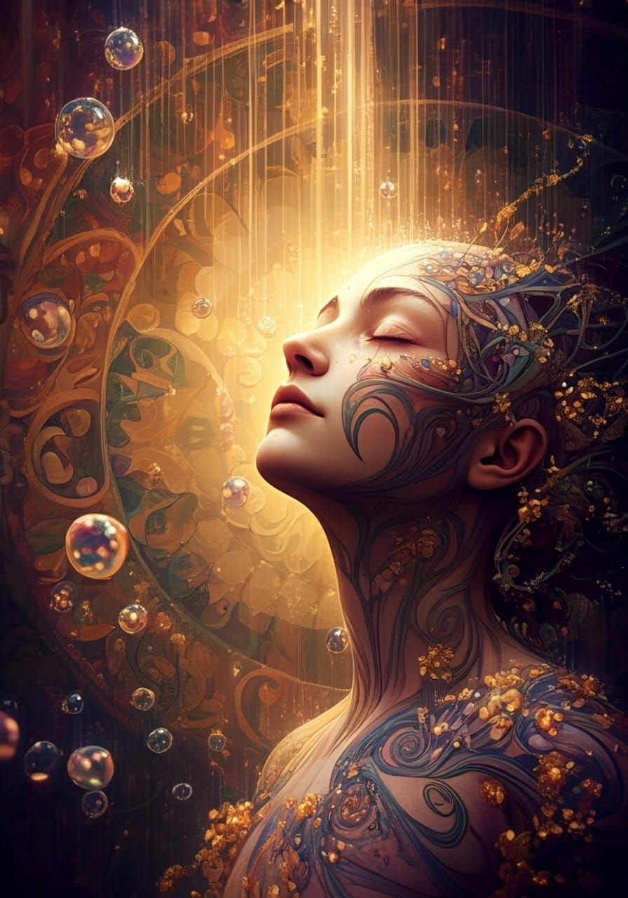 Ethereal Humanoid in Art Nouveau Digital Painting