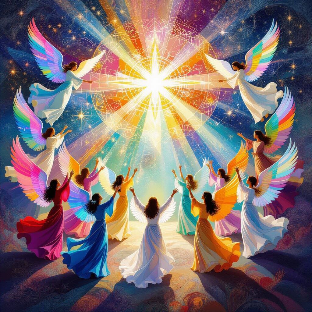 Angels in Worship Awe Inspiring Cosmic Illustration
