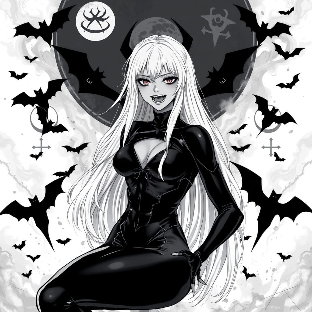 Vampire Siren in Anime-Inspired Latex Catsuit