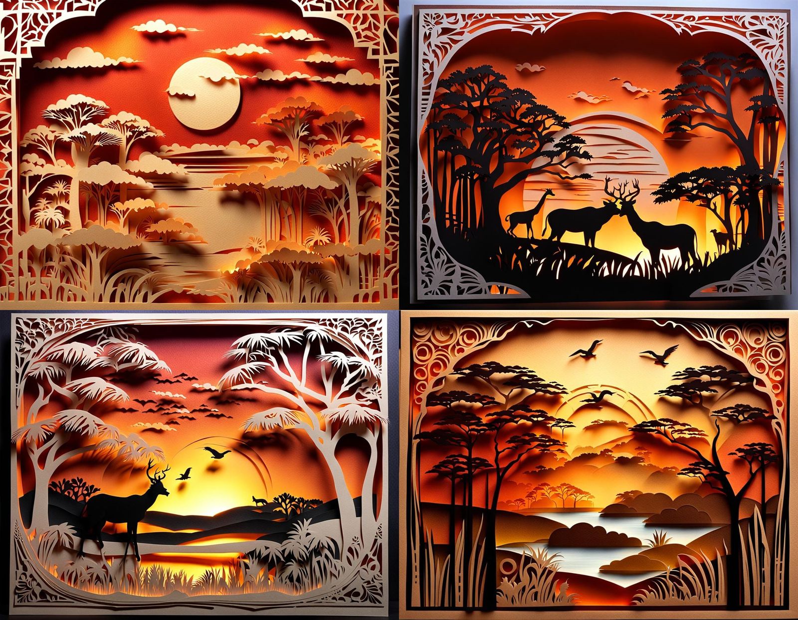 Stunning Kirigami Art of a Savannah Sunset