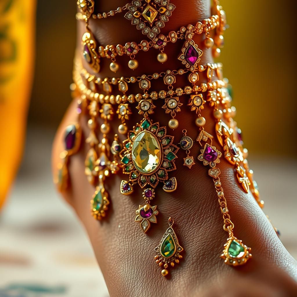 Opulent Ankle Jewelry Inspired by Indian Royalty