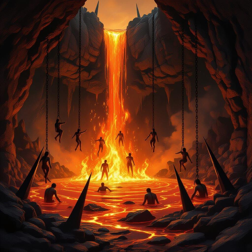 Infernal Lake of Fire with Human Torment