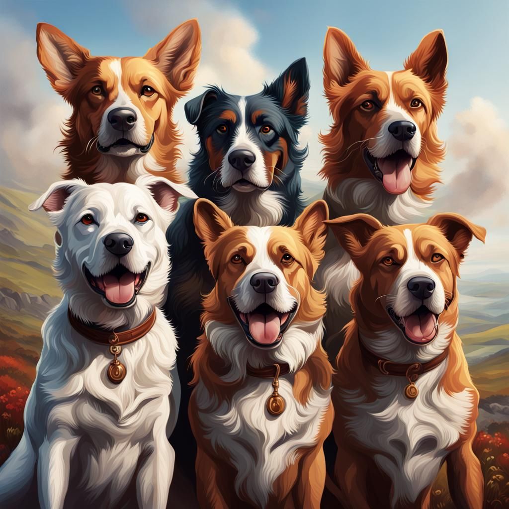 British Isles as Dogs: Hyperrealistic Splash Art