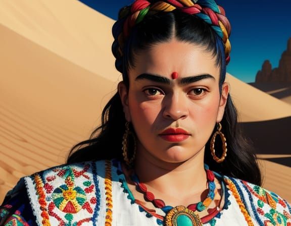 Frida Kahlo Style Portrait of Dwarf Courtier