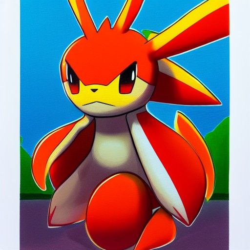 Fiery Pokémon in Gouache Style