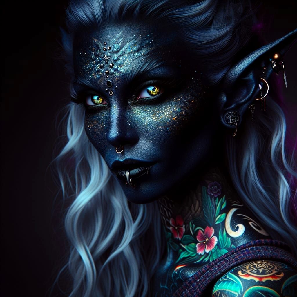Mystic Tiefling Witch Portrait in Dark Fantasy Horror