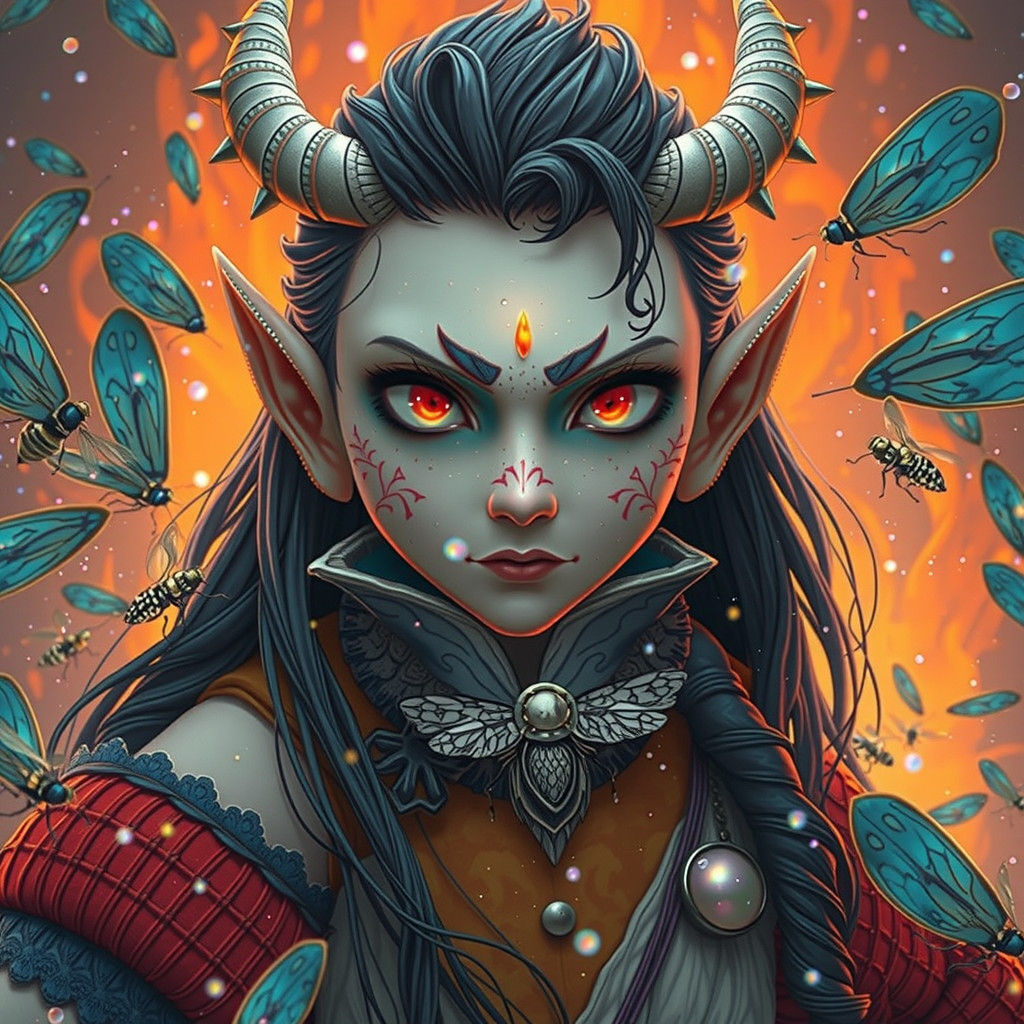 Anthropomorphic Firefly in Snowglobe, Digital Anime 3D