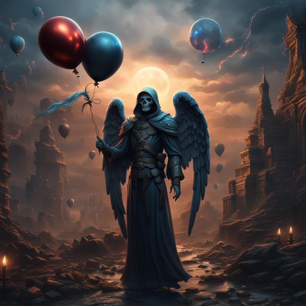 Angel of Death with Balloon: Fantasy Concept Art