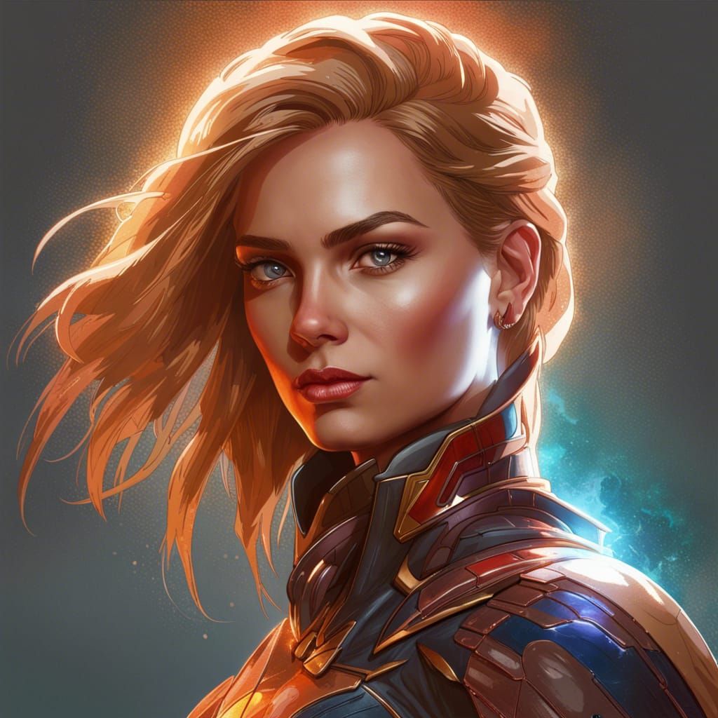 Female Superhero Portrait in Hyperdetailed Concept Art