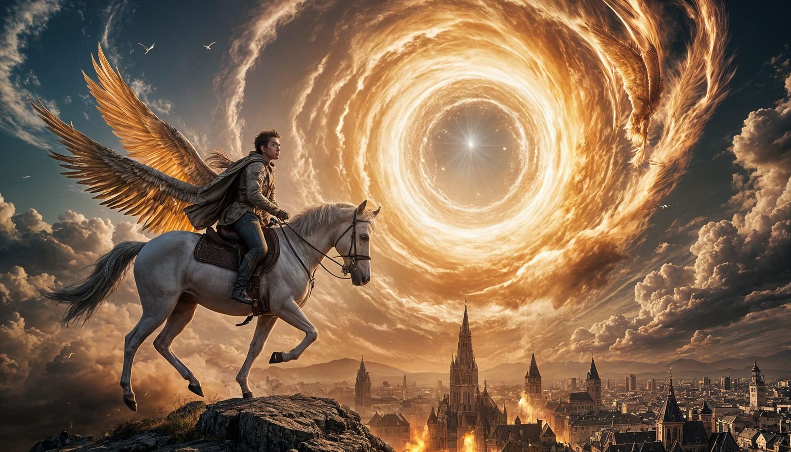 Apocalyptic Rider Descends on Futuristic City