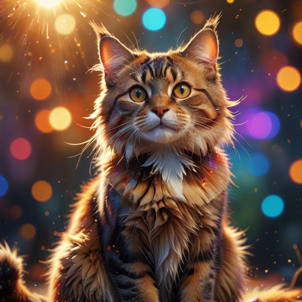 Hyperrealistic Moggy Cat in Splash Art Style