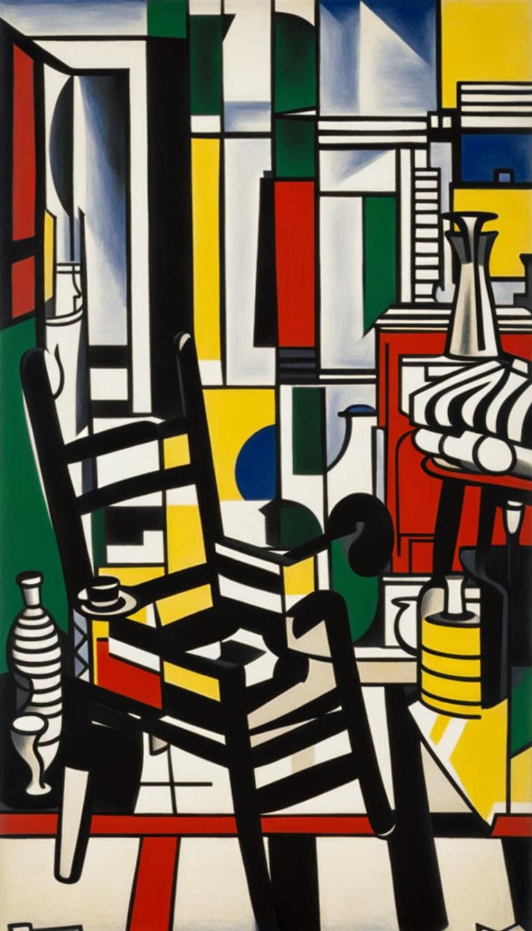 Cubist Room Interior in Léger Style