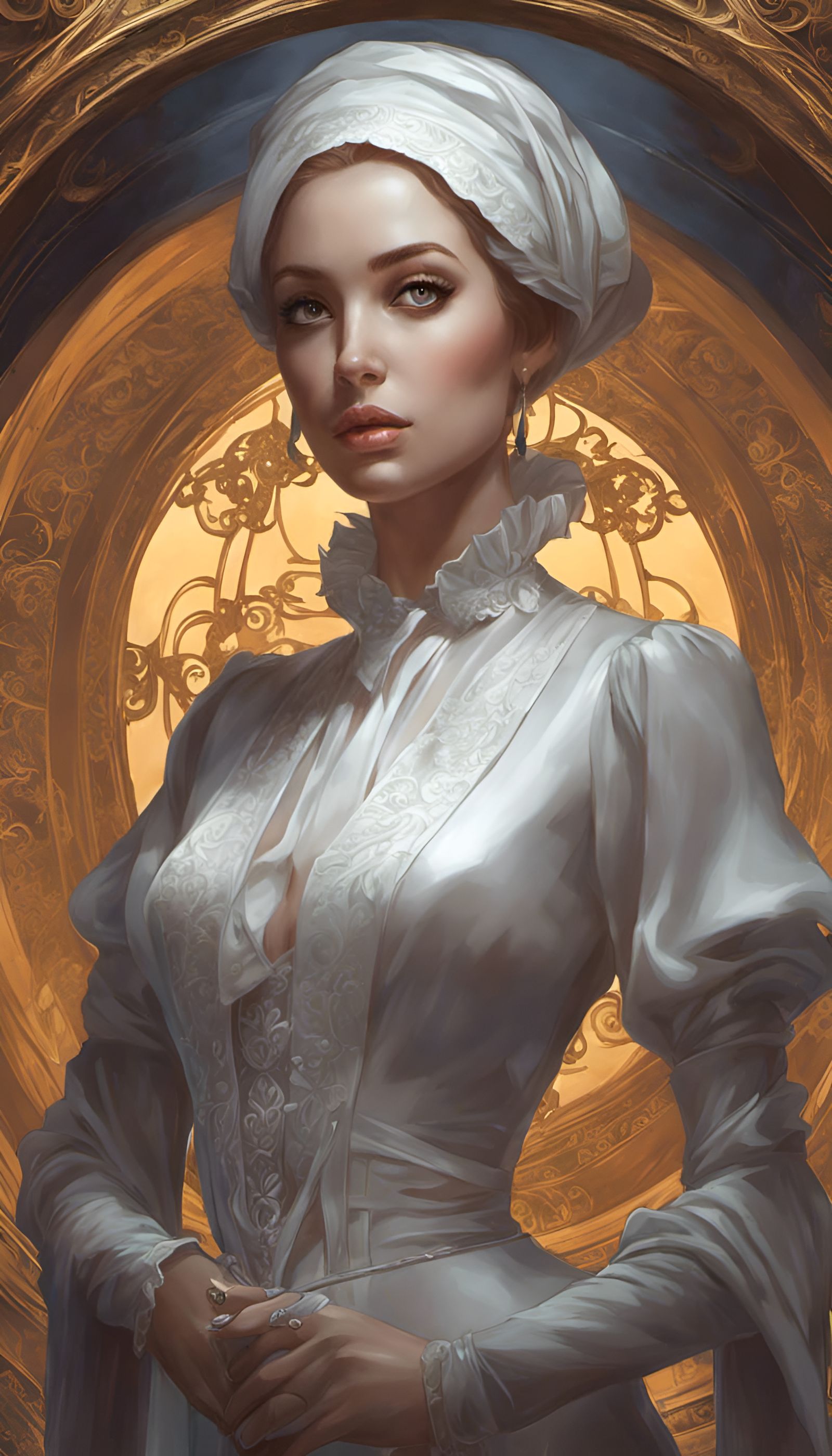 Engraved Housemaid Portrait in Digital Art Style