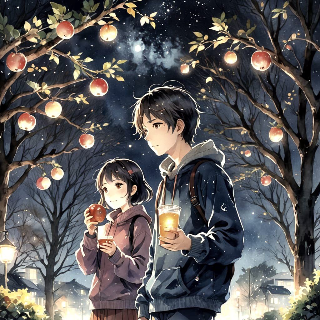 Studio Ghibli Style: Apple Cider at Midnight